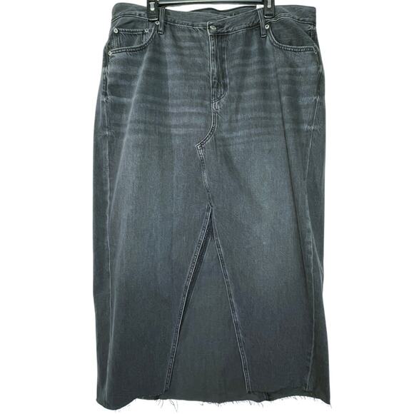 NWT AMERICAN EAGLE Women’s 90’d Highrise Black Denim Maxi Skirt 20 - Picture 3 of 5